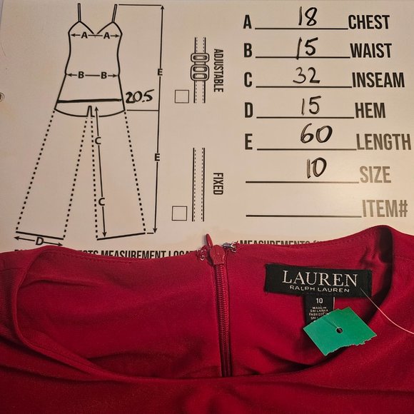Lauren Ralph Lauren Essential Red Sleeveless Belted Jumpsuit~NWT~Size 10 - Picture 8 of 10